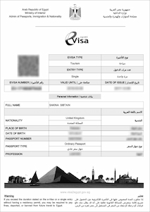 exemple evisa egypte