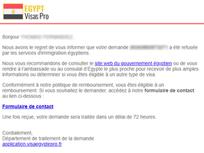 visa egypte email refusé mini